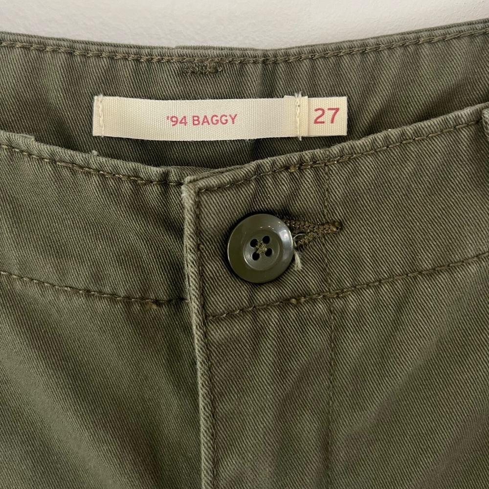 Levi’s ’94 Baggy Army Green Cotton Twill Cargo Jogger‎ Utility Pants Size 27 - Picture 6 of 13